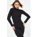 Lesa Wear Fitilli Soft Touch Balıkçı Yaka Bluz Siyah