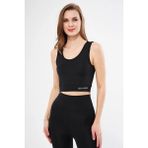 Lesa Wear Halter Yaka Kadın Crop Top Spor Sütyeni Modern Kalıp ve Rahat Yazlık Tasarım - Siyah