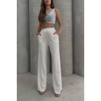 Lesa Wear Kadın Yumuşacık Yüksel Bel Geniş Paça Likralı Jarse Pantolon Flared Düz Beyaz - XL