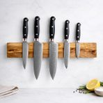 Lesawood Zeytin Ağacı Mıknatıslı Bıçak Askısı 45 Cm, Güçlü Neodim Mıknatıslı Duvar Tipi Bıçaklık, El Yapımı Ahşap Bıçak Tutucu, Renk: Doğal Ahşap