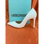 Lescarpe LES011 Krem Yılan Derisi Desenli Stiletto Kadın Topuklu Ayakkabı