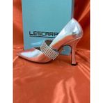Lescarpe LES045 Gümüş Kadın Taşlı Kemer Tokalı Abiye Topuklu Ayakkabı Stiletto