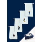 lesepri - 30x50cm Teddy Bear Nakışlı 4 Parça El Havlusu | Yüz Havlusu