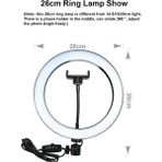 Lesgo Beyaz Ring Light Youtuber Tiktok Çekim Halka Işıklı Telefon Tutucu Makyaj Işığı 10 Inç Telefon Tutu