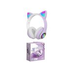 LESGO Kablosuz Bluetooth 5.0 Led Işıklı Kedili Kulaklık Aux Hediye Tüm Telefonlara Uyumlu Stereo Hd Ses