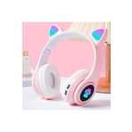 LESGO Kablosuz Bluetooth 5.0 Led Işıklı Kedili Kulaklık Aux Hediyeli Tüm Telefonlara Uyumlu Stereo Hd Ses
