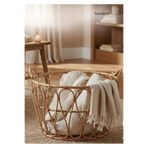 Lessio Home Beirut Rattan Bambu Dekoratif Sepet – El Yapımı Doğal Hasır Battaniye & Oyuncak Düzenleyici 30x40 cm