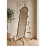 Lessio Home Doğal Rattan El İşçiliği Woven Ayaklı Ayna - Bohem Ev Dekorasyonu