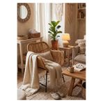 Lessio Home Terra Premium Doğal Rattan (Bambu) Tekli Koltuk - İskandinav Tarzı Paslanmaz Metal Ayaklı Sandalye