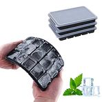 LessMo 3'lü Paket Buz Küpü Tepsisi, Dökülmeyen Kapaklı Silikon Buz Küpü Kalıpları, 45 Küp, Kolay Çıkarılır, Yeniden Kullanılabilir, Esnek, Soğuk İçecekler, Bebek Yemi, Viski, Kokteyller ve Çikolata, Siyah