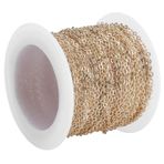LetCart 10 metre DIY Zincir DIY Takı Aksesuarları Çapraz O Düz Zincir 10 m Makara Bilezik Kolye Genişletici için, Altın 2.2x1.8x0.3mm