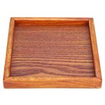 LetCart Çay Tepsisi - Küçük Taşınabilir Kare Şekilli Masif Ahşap Çay Kahve Atıştırmalık Gıda Yemek Servis Tepsisi Tabak (16,5 x 16,5 x 2)