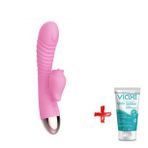 Leten G-Spot ve Klitoris Uyarıcı 7 Modlu Titreşimli Dil Hareketi Yapabilen Pembe Vibratör+Jel