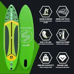 Lethe Boards PLANS Green Şişme StandUp Paddle Board Skatinger Gezi-Yoga Kürek Sörfü Montajlı D-Ring Halkalı 335 x 84 x15 cm Full Set - Su Geçirmez Telefon Kılıfı Hediye