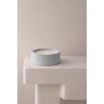 Lethe Studio Design Gri Beyaz Taş Dokulu Dekoratif Kase Mum, Çift Fitilli, Kokulu, Soy Wax - Beyaz - Gri
