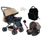 Let's Go Baby Çift Yönlü Travel Sistem Bebek Arabası + Bebek Bakım Çantası + Yağmurluk - Kahverengi