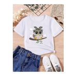 Let's Wear Baykuş Baskılı Kız Çocuk Basic T-shirt