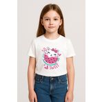 Let's Wear So Sweet Baskılı Bisiklet Yakalı Kız Çocuklar için Penye T-shirt