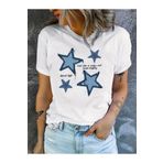 Let's Wear Yıldız Baskılı Bisiklet Yakalı Premium Kadınlar Için Tshirt