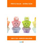 Letsii 18x11 cm Ayıcıklı Pipetli Suluk Çocuklar İçin Eğlenceli ve Dayanıklı Su Kabı