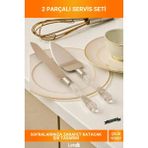 Letsii 2 Parça Şeffaf Kabzalı Paslanmaz Çelik Pasta Kek Servis Seti - pasta servis seti - Çok Renkli