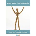 Letsii Ahşap Eklemli Robot Figürü 14 cm Doğal Ahşap Sanat Oyuncak