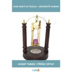 Letsii Ahşap Pirinç Kum Saati ve Pusula Dekoratif Masa Aksesuarı