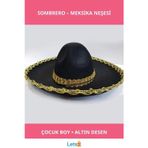 Letsii Altın Desenli Meksika Sombrero Şapkası Çocuk