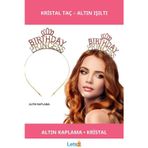 Letsii Altın Kaplama Kristal Taç Doğum Günü Prensesi