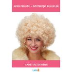 Letsii Altın Renk Kıvırcık Afro Parti Peruğu