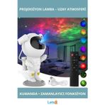 Letsii Astronot Tasarımlı Galaksi Projeksiyon Lambası Kumandalı Zamanlayıcı ile