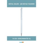 Letsii Beyaz Renk Ergonomik Tükenmez Metal Kalem 14 cm - Çok Renkli - Tükenmez Kalem