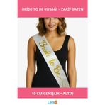 Letsii Beyaz Saten İtalik Altın Bride To Be Kuşağı