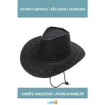 Letsii Çocuk Kovboy Şapkası Nubuk Süet 54 No Siyah