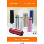 Letsii Dijital Sıcaklık Göstergeli Paslanmaz Çelik Termos 500 ml - Çok Renkli