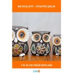 Letsii Doğal Ahşap 3'lü Baykuş Figürü Seti Dekoratif Aksesuar