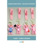 Letsii Eğlenceli Pembe Panter Silikon Anahtarlık