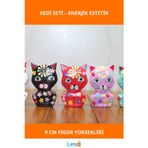 Letsii El Yapımı Renkli Ahşap Kedi Figürleri 5'li Set