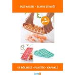 Letsii Elmas Şekilli 18 Bölmeli Buz Kalıbı Pratik ve Estetik Tasarım - Çok Renkli - Standart