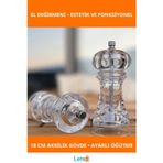 Letsii Ergonomik Şeffaf Akrilik El Değirmeni 18 cm Baharat Öğütücü
