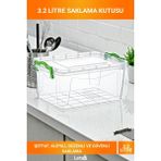 Letsii Geniş Hacimli Şeffaf Yeşil Klipsli 3.2 Litre Bpa Içermez Hava Almaz Depolama Kutusu - Beyaz - saklama kabı