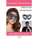 Letsii Gümüş Renk Antik Tarz Yüz Maskesi Venedik Stili