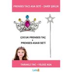 Letsii Gümüş Taraklı Prenses Tacı ve Yıldız Asa Seti