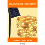 Letsii Güneş Enerjili 20 Metre 200 LED Su Geçirmez Dış Mekan Aydınlatma Şeridi
