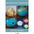 Letsii Işıklı Dünya Atlas 14 cm Dönme Özellikli Sert Plastik Dekoratif - Çok Renkli - Tek Ebat - Dünya Küre