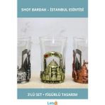 Letsii Istanbul Temalı Yüksek Kaliteli Shot Bardak Galata Kulesi ve Ayasofya Figürlü - Konsept Bardak