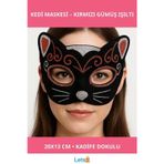 Letsii Kadife Dokulu Kedi Maskesi Kırmızı Gümüş Detaylı