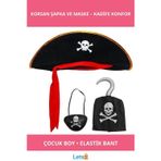 Letsii Kadife Jack Korsan Şapkası ve Maske Seti Çocuk Boy
