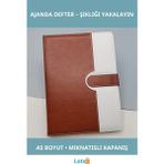 Letsii Kahverengi Beyaz Mıknatıslı Termo Deri A5 Tarihsiz Ajanda Defter - Çok Renkli - Defter & Ajanda