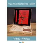Letsii Kırmızı Pusula Tasarım Deri Defter 70 Yapraklı ve Touchpen Kalem - Çok Renkli - Defter & Ajanda